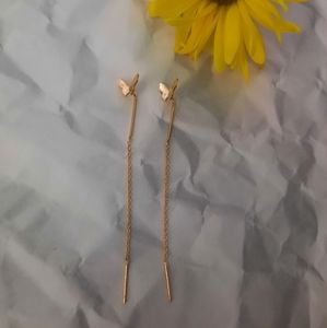 Gold Butterfly thread through earrings